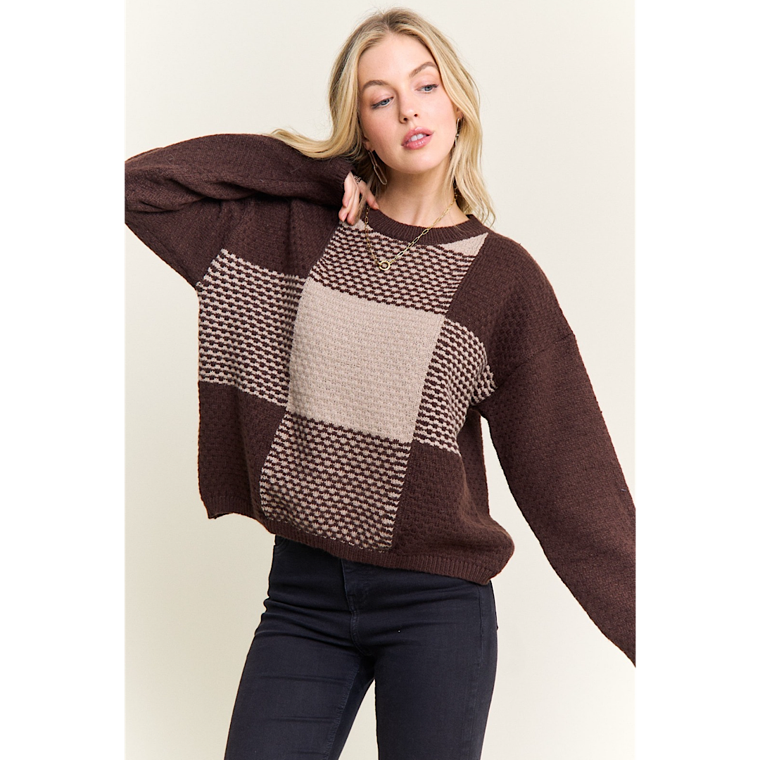Mocha Check Sweater