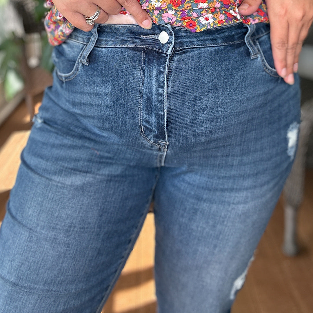 Folded Cuff Straight Jeans