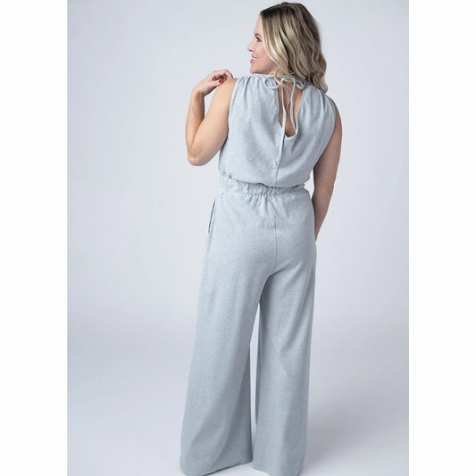 Grey Striped Jumpsuit