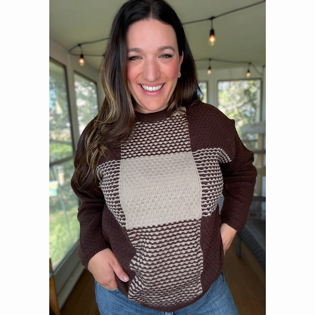 Mocha Check Sweater