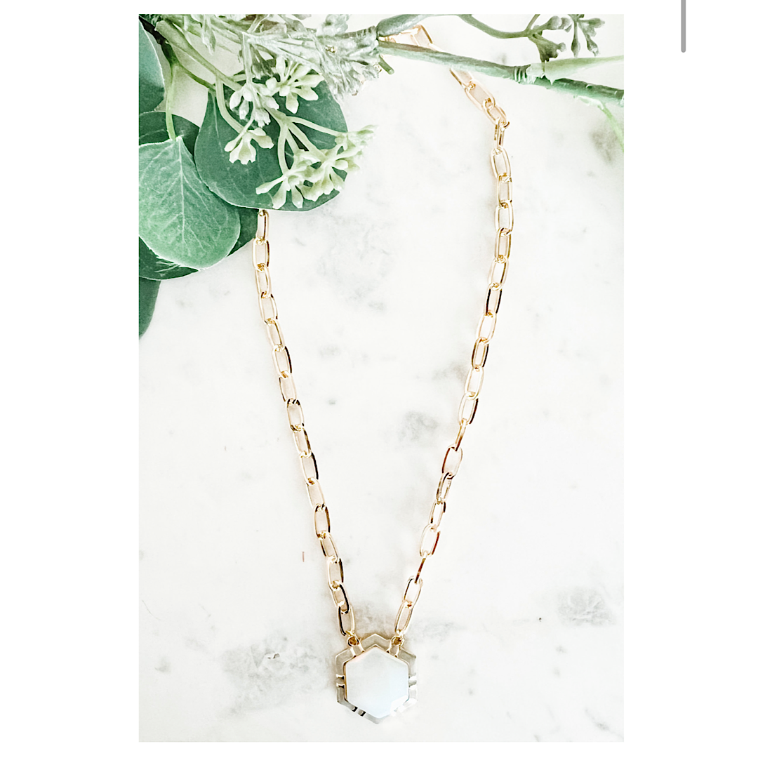 Hexagon Stone Necklace