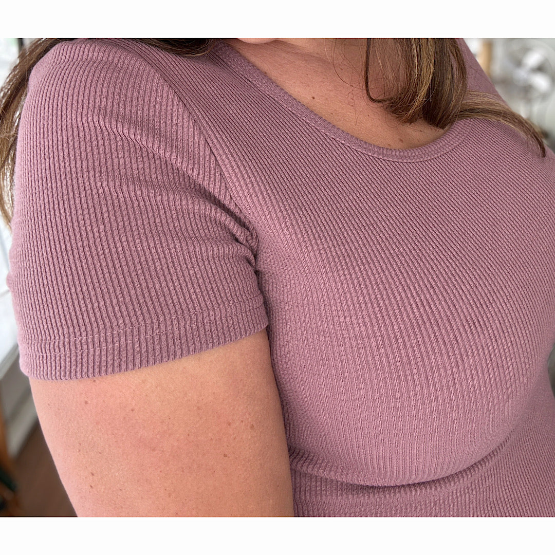 Faded Fig Ribbed Scoop Tee