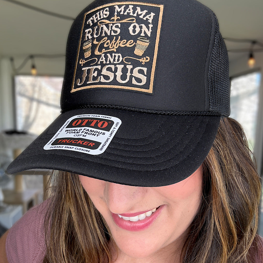 Coffee & Jesus Mama Trucker Hat