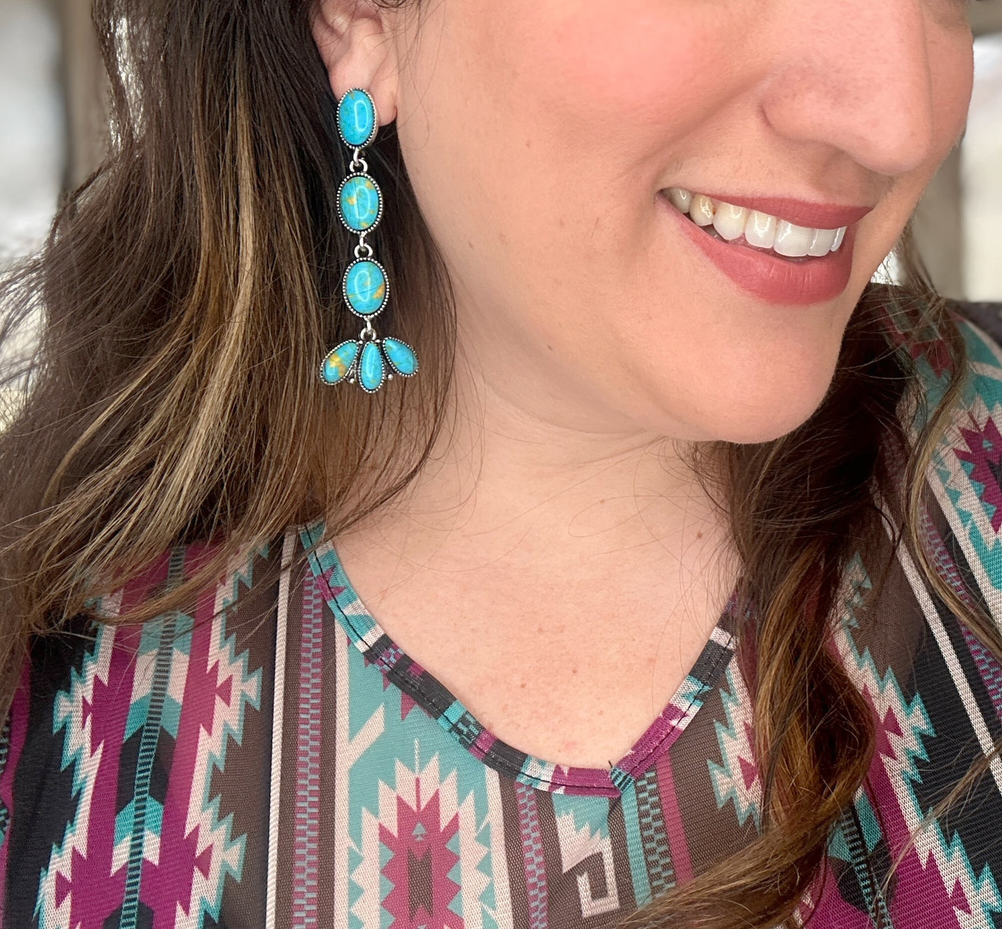 Cowgirl Turquoise Drop Earrings