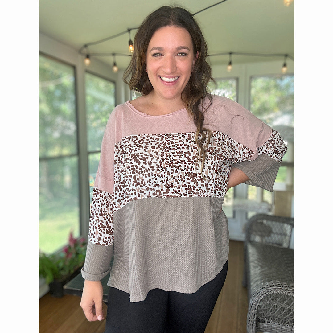 Waffle Knit Leopard Top