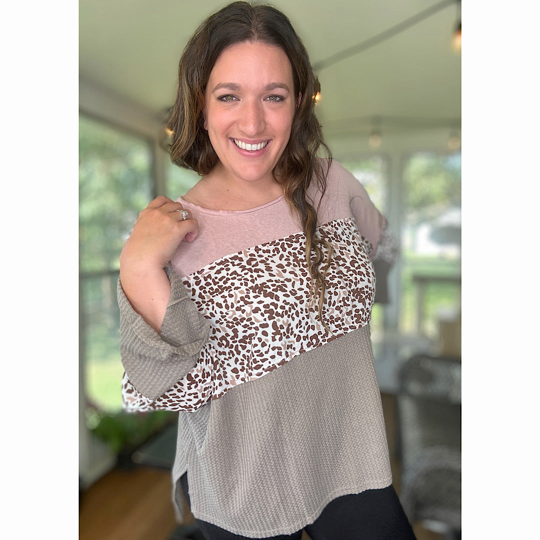 Waffle Knit Leopard Top