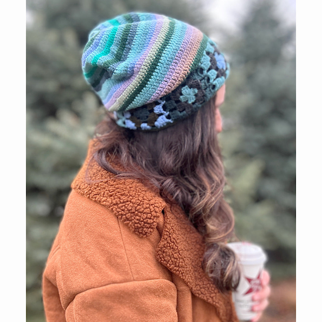 Crochet Striped Beanie Hat