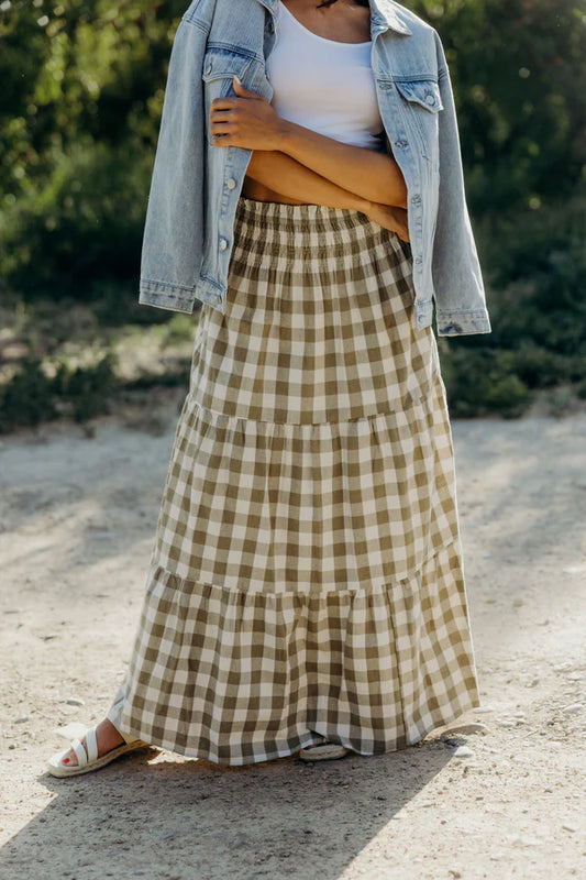 Willow Check Maxi Skirt