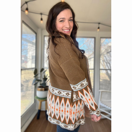 Brown Aztec Cardigan