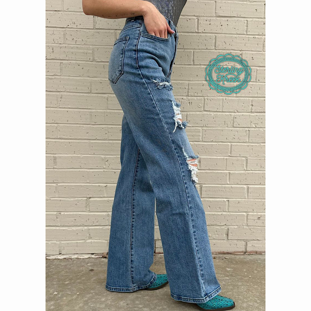 Distressed Wide Leg Jeans