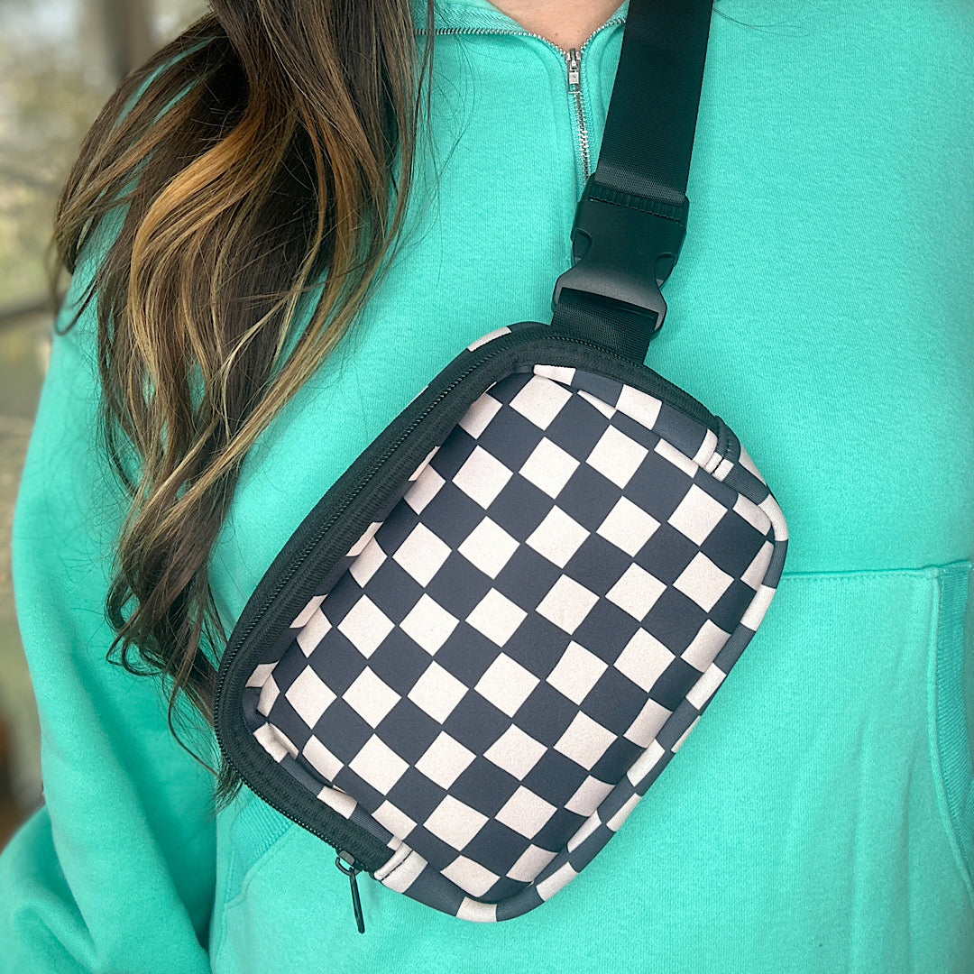 Checkered Neoprene Belt Bag