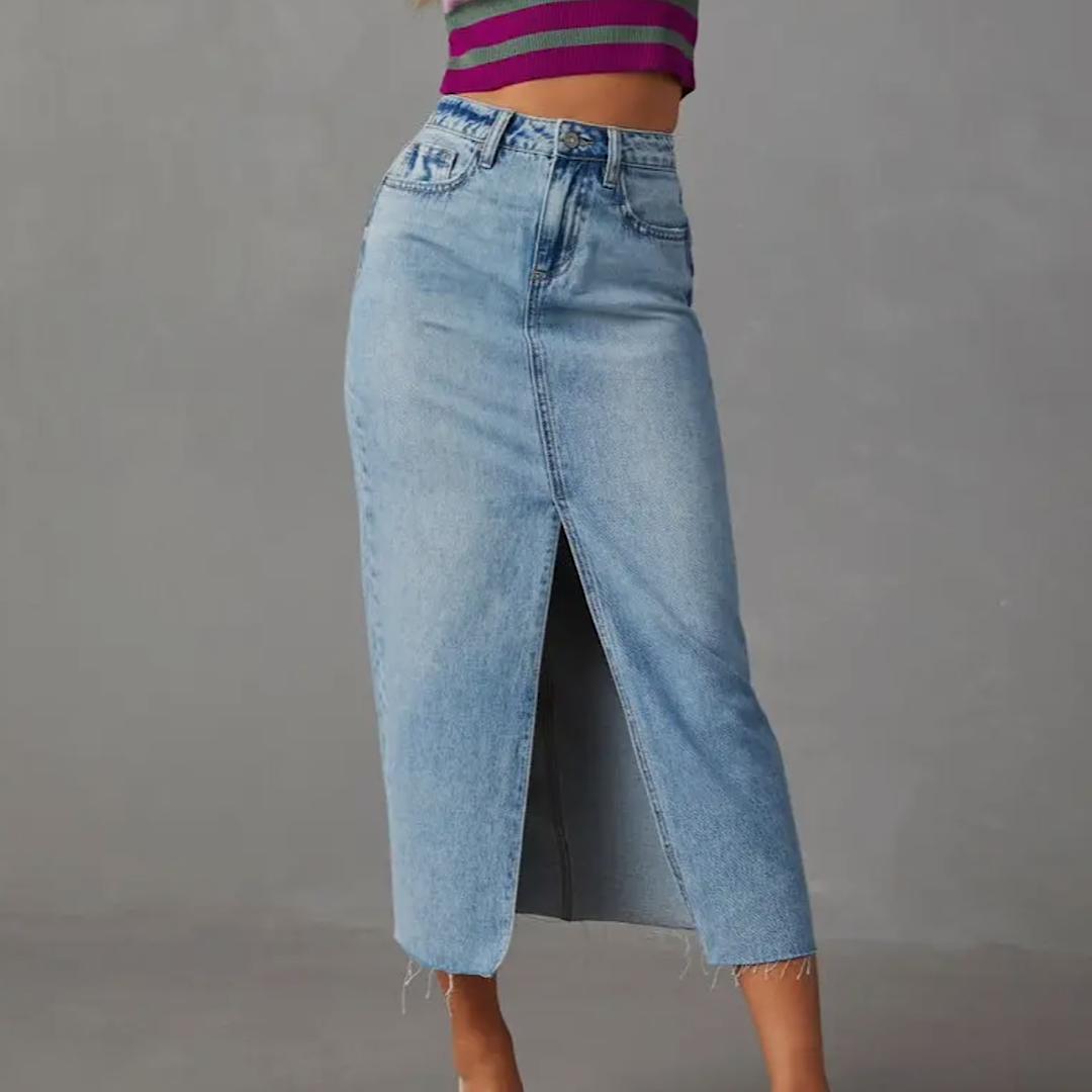 Denim Slit Midi