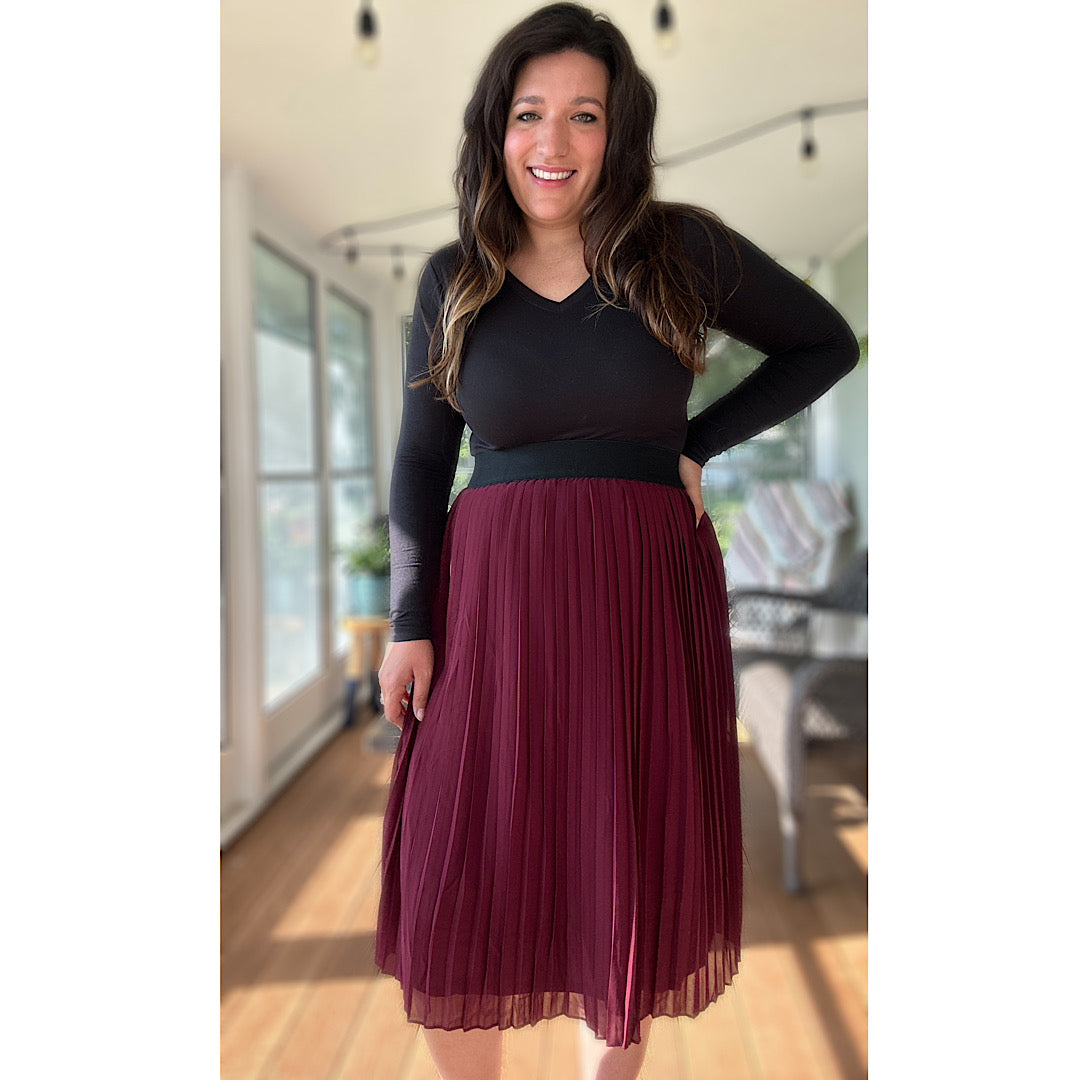 Pleated Midi Skirt