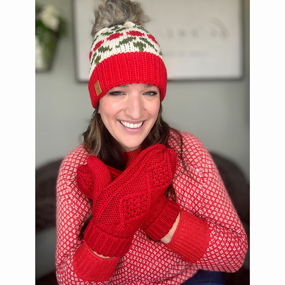 Holly Jolly Hat & Mitten Set