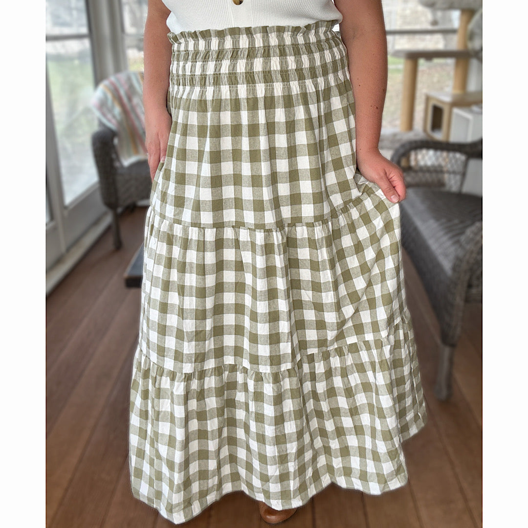 Willow Check Maxi Skirt