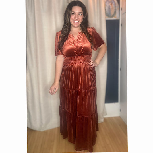 Cinnamon Velvet Maxi Dress