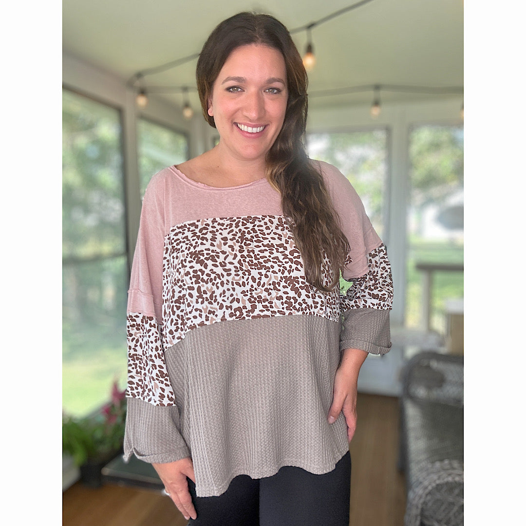 Waffle Knit Leopard Top