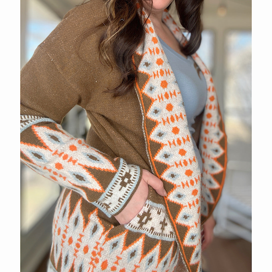 Brown Aztec Cardigan