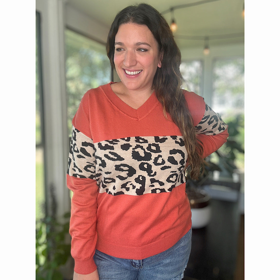 Pumpkin Leopard Sweater