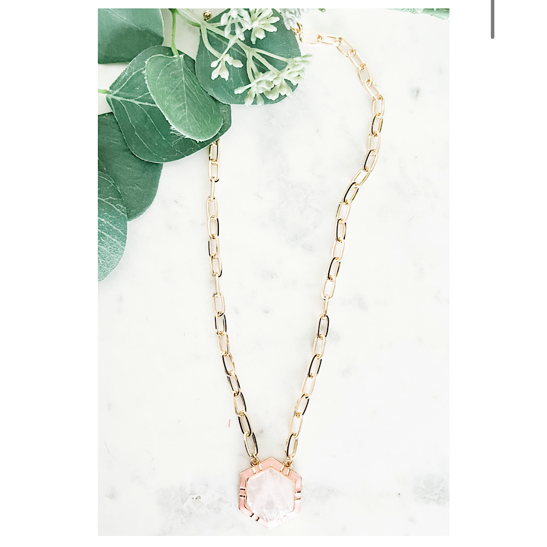 Hexagon Stone Necklace