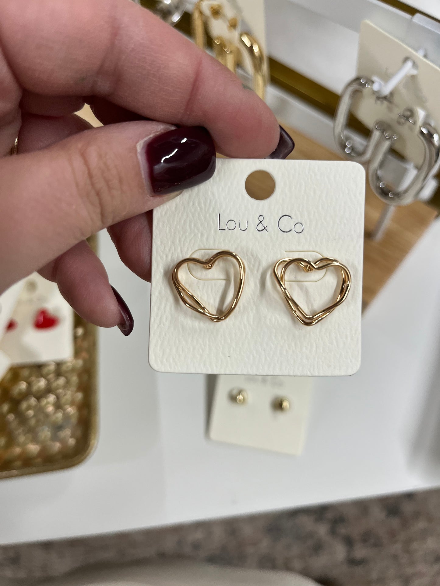 Golden Sketch Heart Earrings