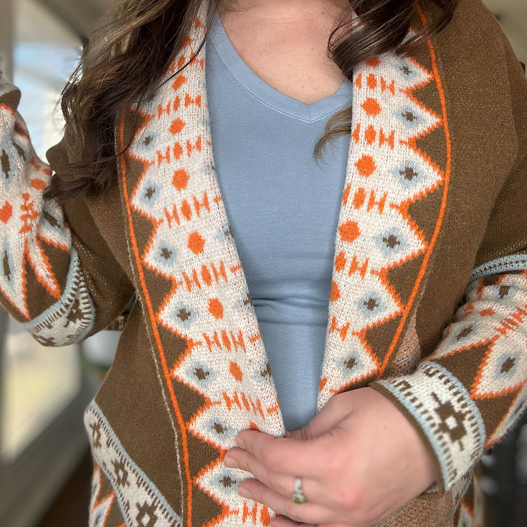 Brown Aztec Cardigan