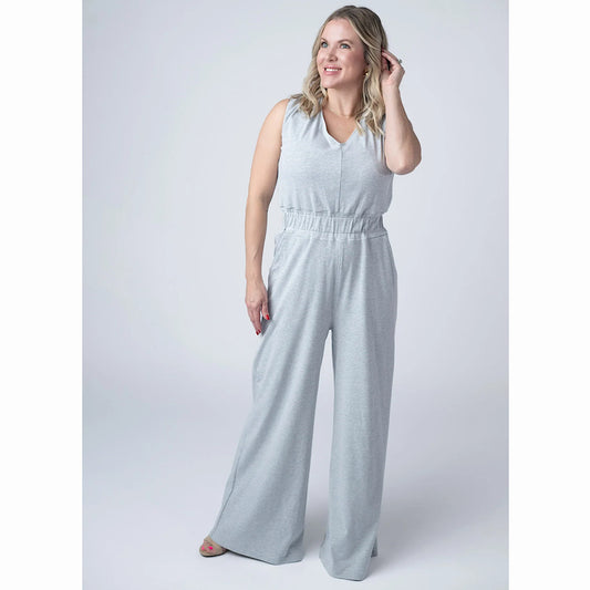 Grey Striped Jumpsuit