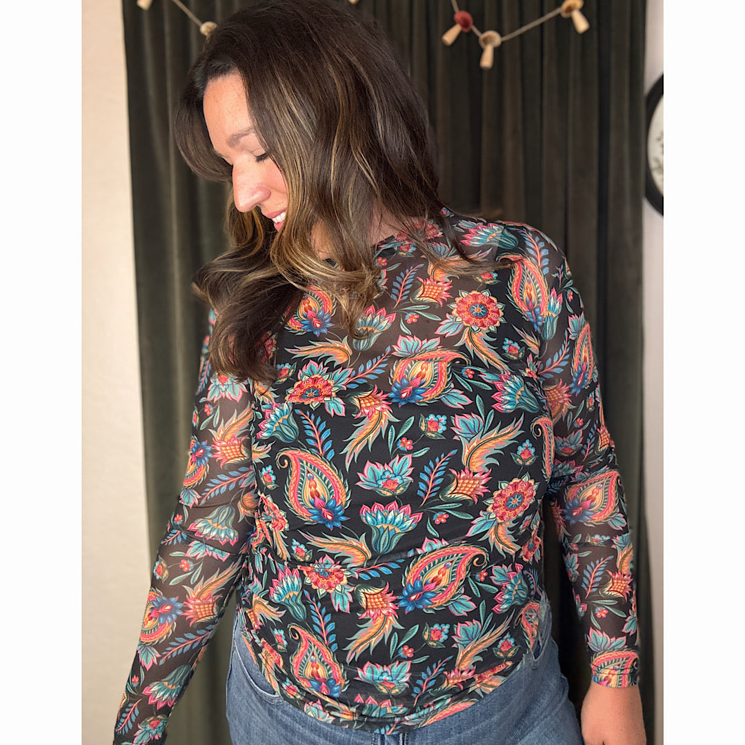 Midnight Paisley Mesh