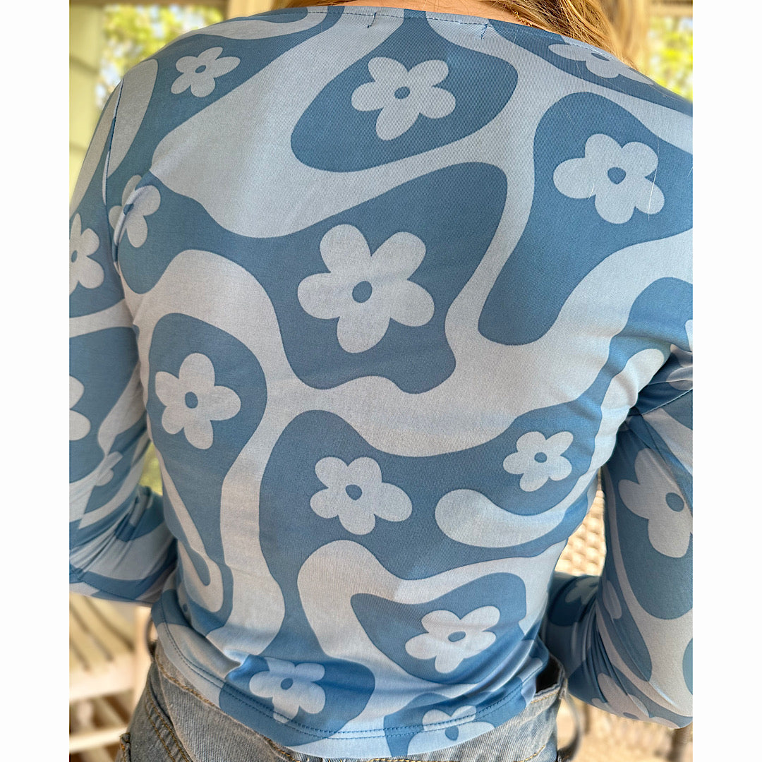 Groovy Blue Floral Top