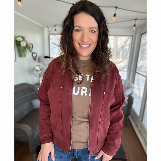 Vintage Maroon Denim Jacket