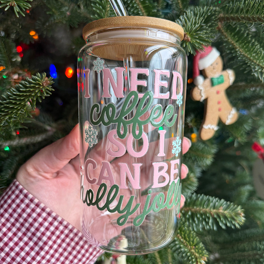 Caffeine Queen Glass Cups - Christmas Edition