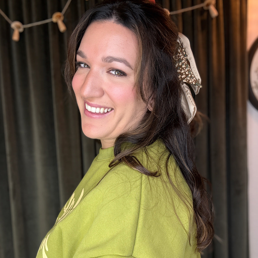 Mocha Floral Ribbon Scrunchie