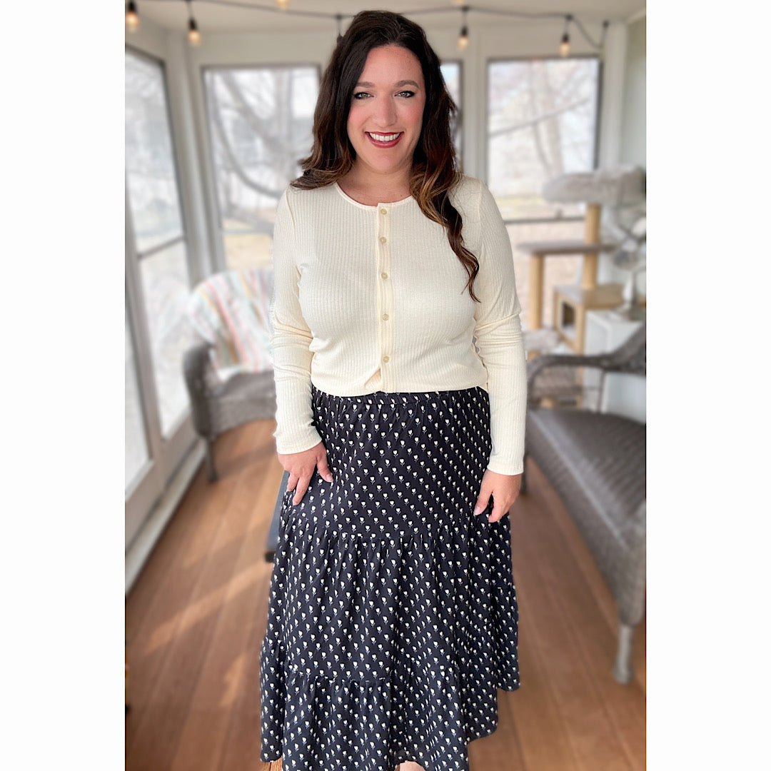 Butter Pointelle Button Cardigan