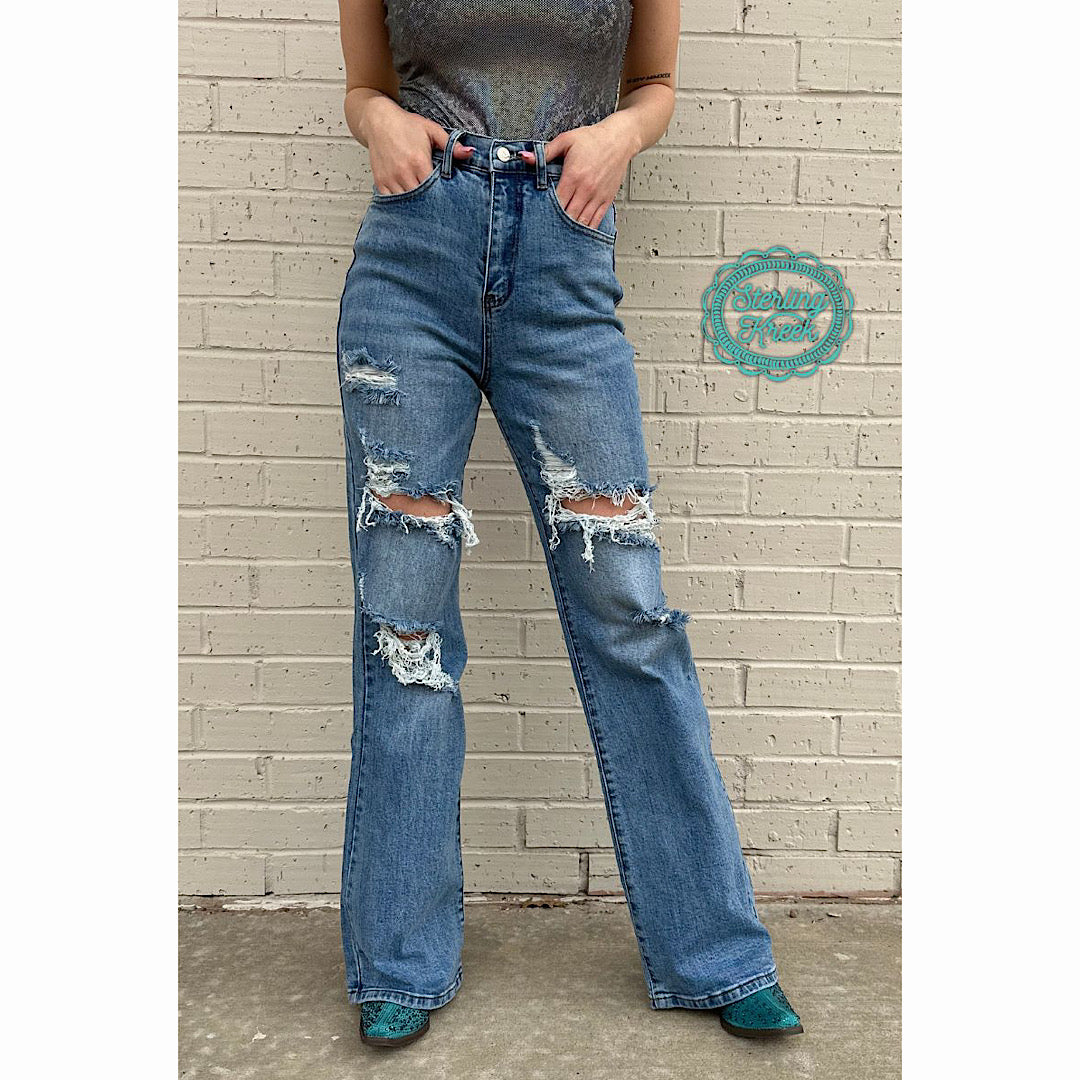 Distressed Wide Leg Jeans