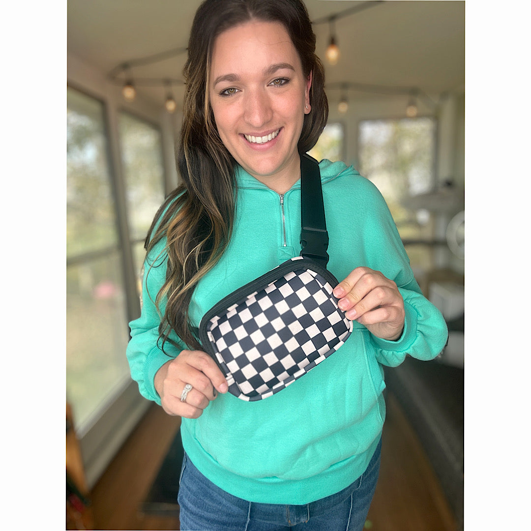 Checkered Neoprene Belt Bag