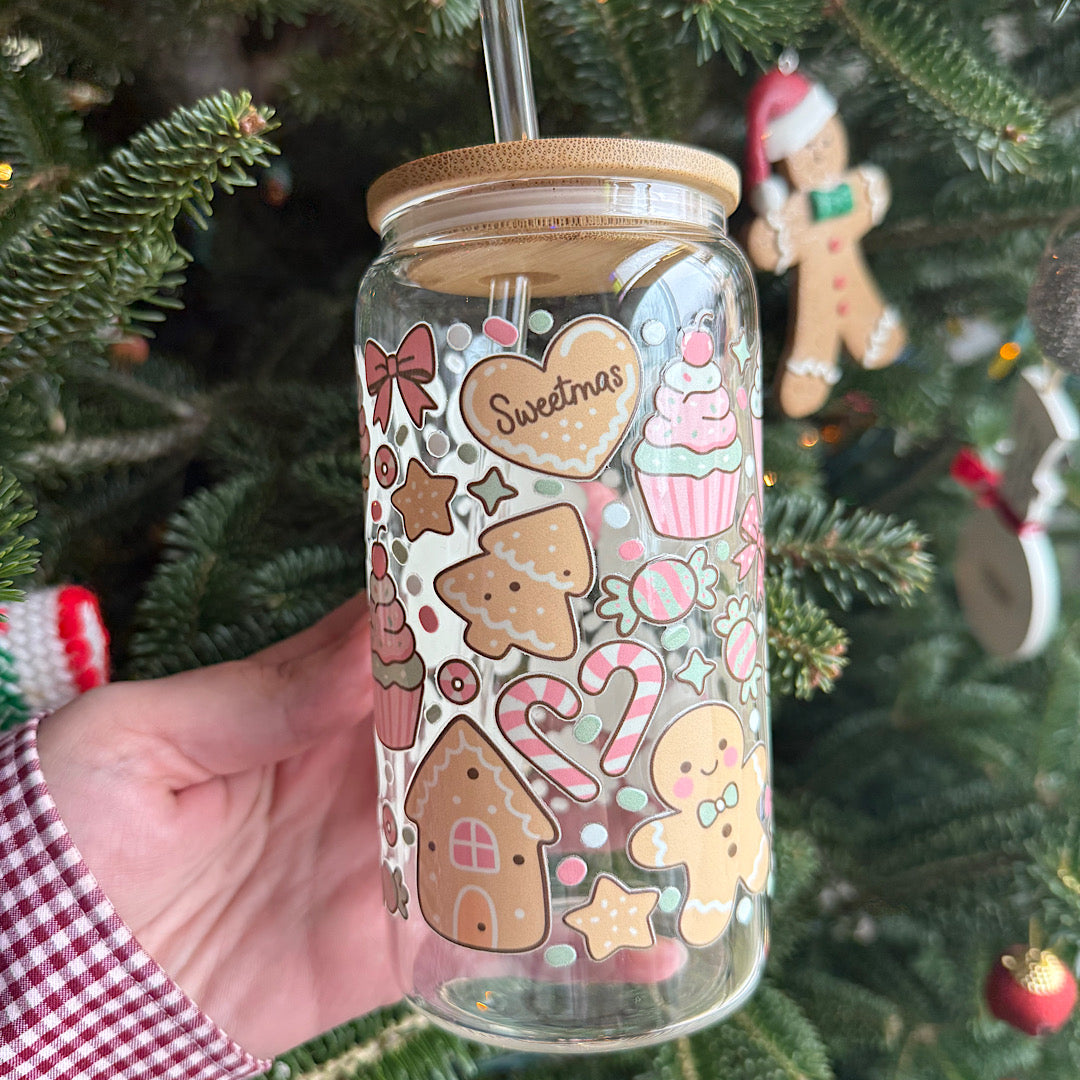 Caffeine Queen Glass Cups - Christmas Edition