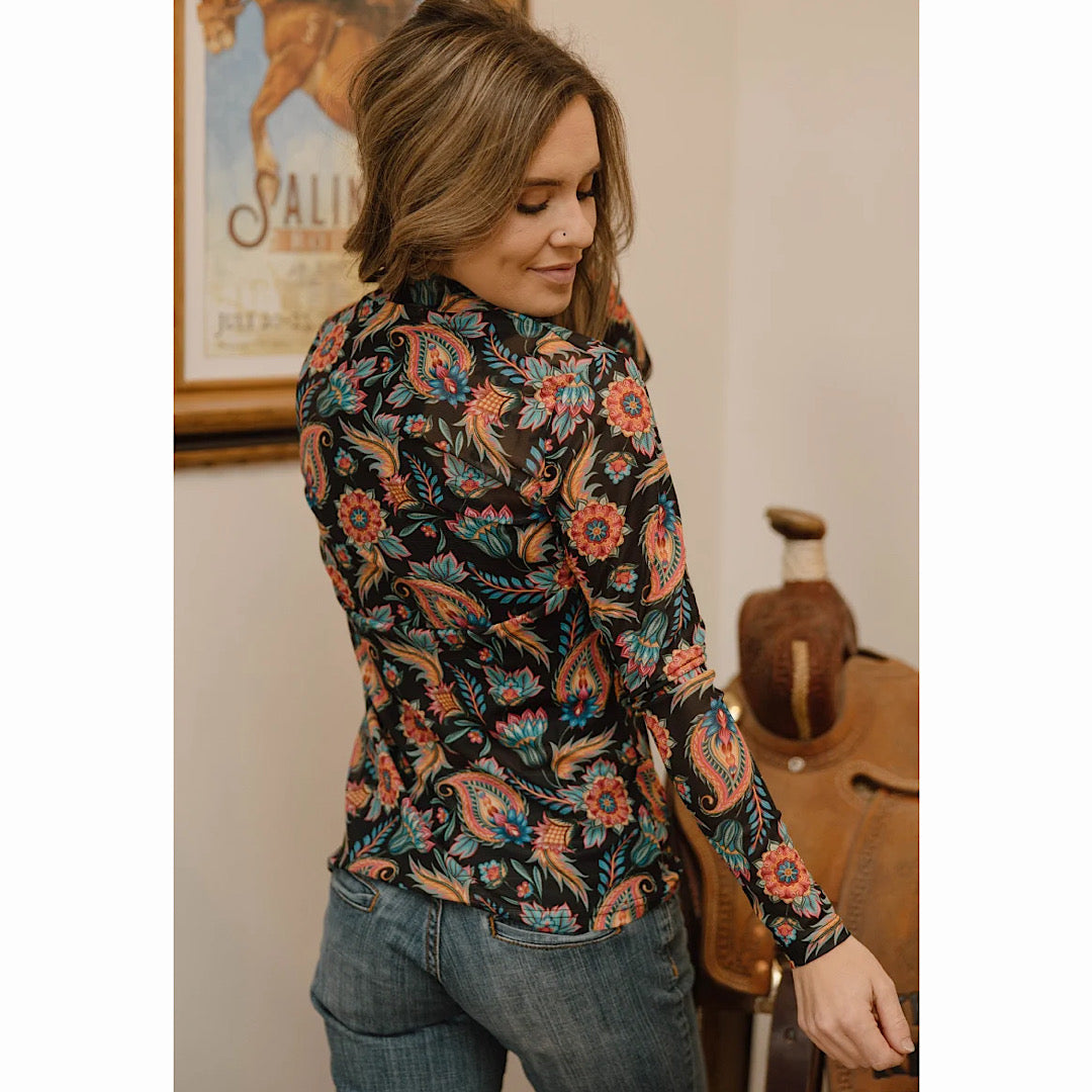 Midnight Paisley Mesh